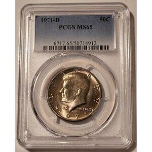 1971 D Kennedy Half Dollar MS65 PCGS Toning
